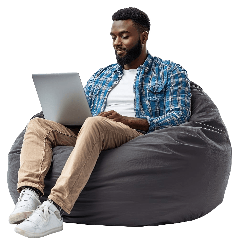 Man using a laptop while seated for bill payment